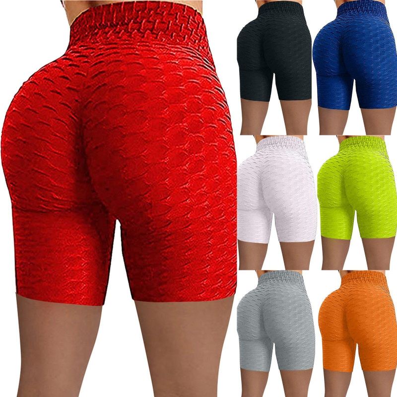 Sommer Strikshorts Højtaljet Hofte Stramme Leggings Stretch Running Biker Shorts