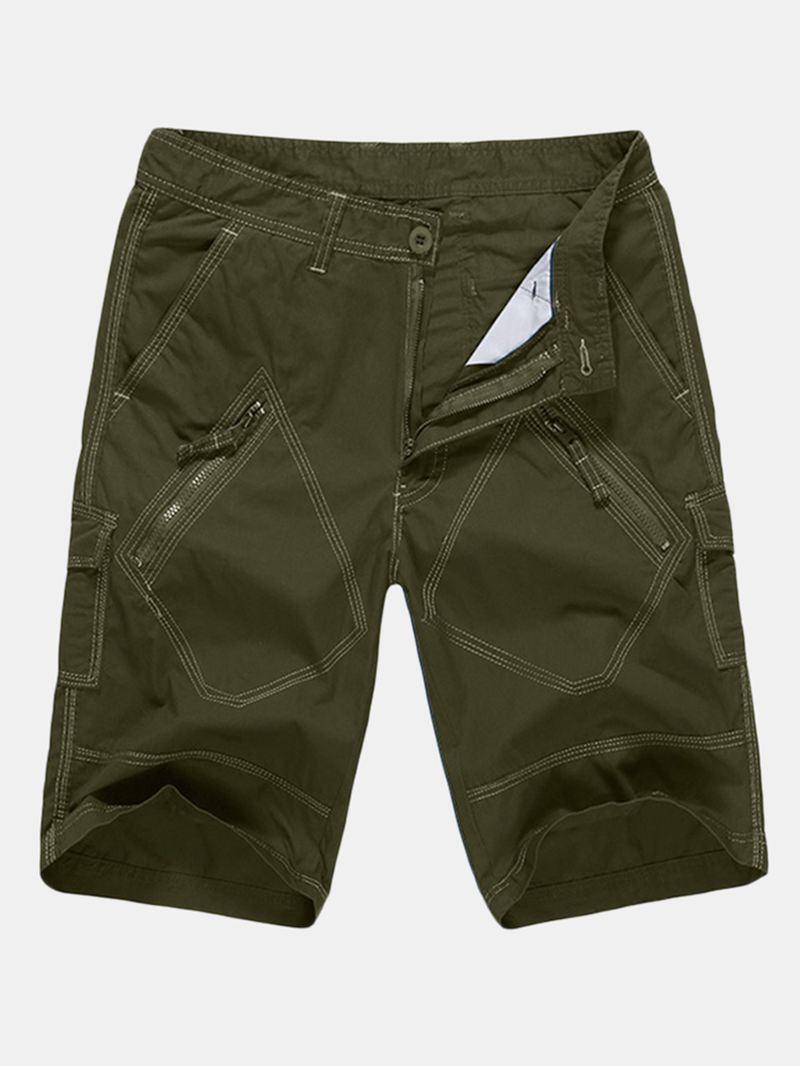 Stor Størrelse 30-40 Casual Cargo Shorts Sommer Mænds Ensfarvede Mulit Lommer Knælængde Shorts