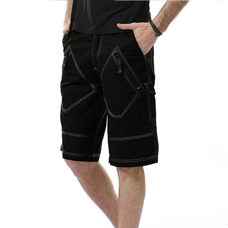 Stor Størrelse 30-40 Casual Cargo Shorts Sommer Mænds Ensfarvede Mulit Lommer Knælængde Shorts