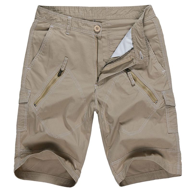 Stor Størrelse 30-40 Casual Cargo Shorts Sommer Mænds Ensfarvede Mulit Lommer Knælængde Shorts