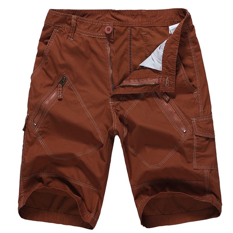 Stor Størrelse 30-40 Casual Cargo Shorts Sommer Mænds Ensfarvede Mulit Lommer Knælængde Shorts