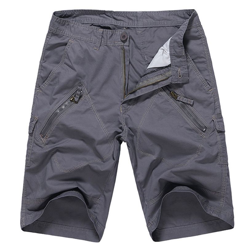 Stor Størrelse 30-40 Casual Cargo Shorts Sommer Mænds Ensfarvede Mulit Lommer Knælængde Shorts