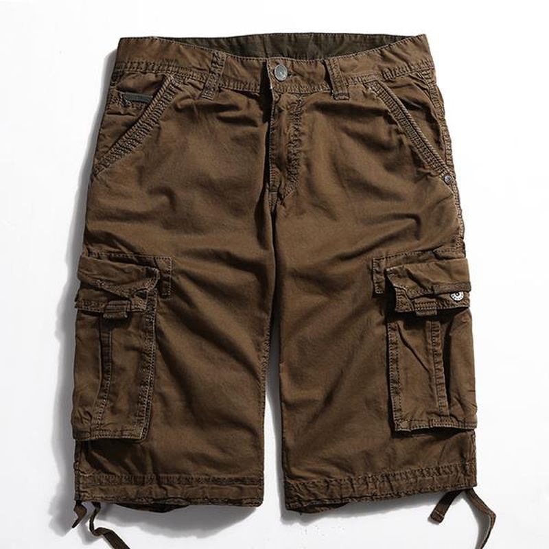 Udendørs Stor Størrelse Ren Bomuld Vask Cargo Shorts Multi Pocket Casual Herreshorts