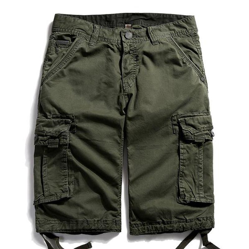 Udendørs Stor Størrelse Ren Bomuld Vask Cargo Shorts Multi Pocket Casual Herreshorts