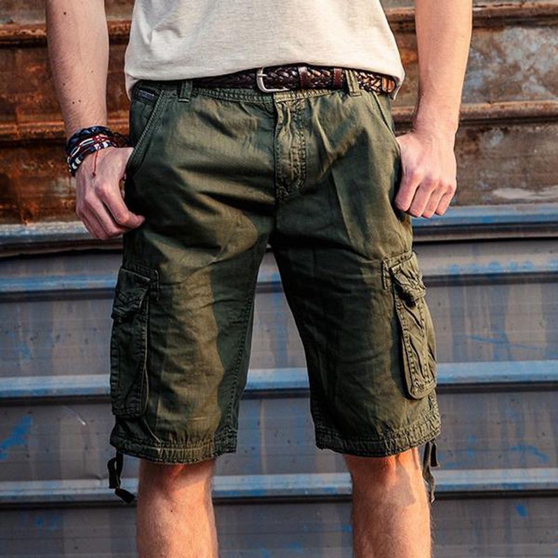 Udendørs Stor Størrelse Ren Bomuld Vask Cargo Shorts Multi Pocket Casual Herreshorts