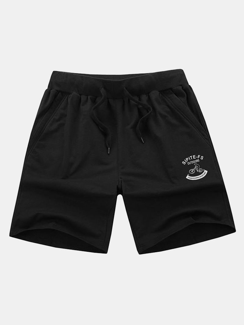 XS-5xl Sportsshorts I Bomuld Til Mænd Elastisk Linning Lommer Med Lynlås Korte Bukser Med Snøre