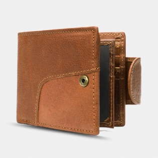 Ægte Læder Bifold Anti-tyveri Multi-card Slot Retro Casual Kortholder Møntpung