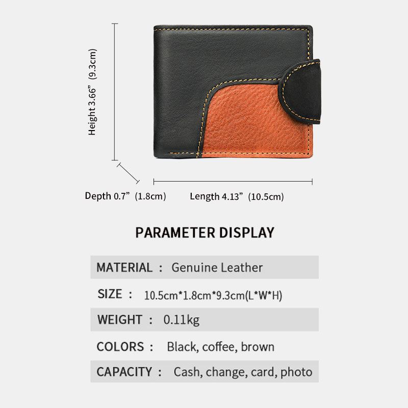 Ægte Læder Bifold Anti-tyveri Multi-card Slot Retro Casual Kortholder Møntpung