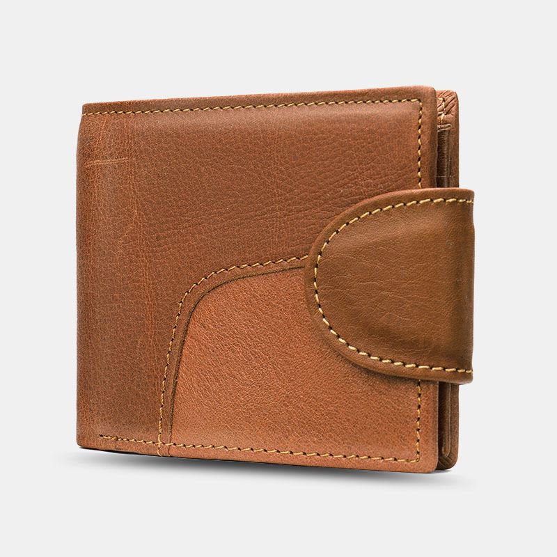 Ægte Læder Bifold Anti-tyveri Multi-card Slot Retro Casual Kortholder Møntpung