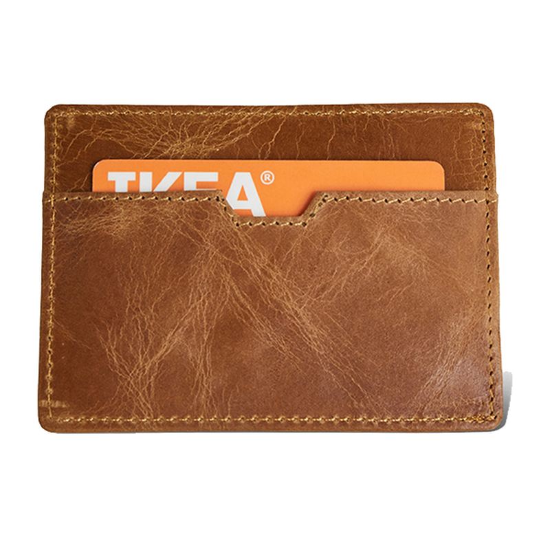 Blokering Anti-tyveri Mænd Ægte Læder Kortholder Retro Casual Document Wallet