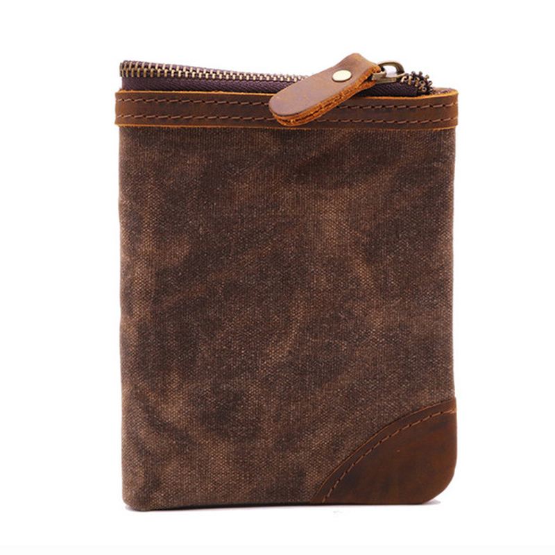 Canvas Vintage Wallet Bifold 8 Card Slot Møntpung Til Mænd