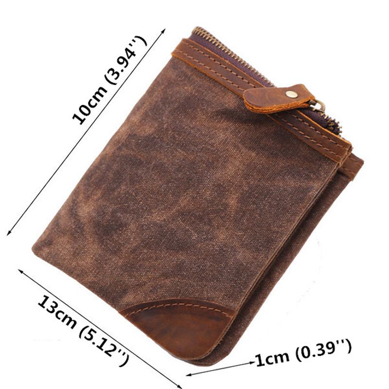 Canvas Vintage Wallet Bifold 8 Card Slot Møntpung Til Mænd