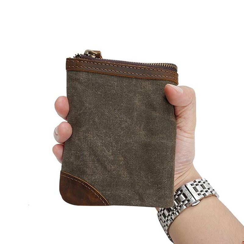 Canvas Vintage Wallet Bifold 8 Card Slot Møntpung Til Mænd