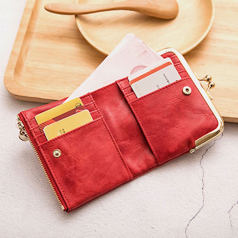 Kvinder 6 Card Slots Vintage Short Wallet Pung