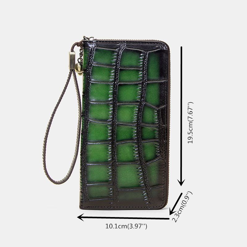 Kvinder Ægte Læder Alligator Mønster Retro Blød Læder Taske Multi-slot Kortholder Pung Clutch Pung