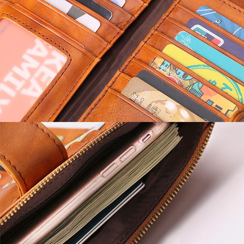 Kvinder Ægte Læder Multi-card Slots Telefontaske Money Clip Wallet