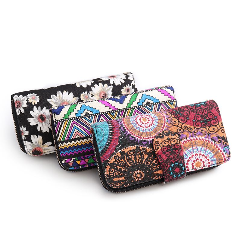 Kvinder Canvas Bohemian Long Wallet Muti-slot