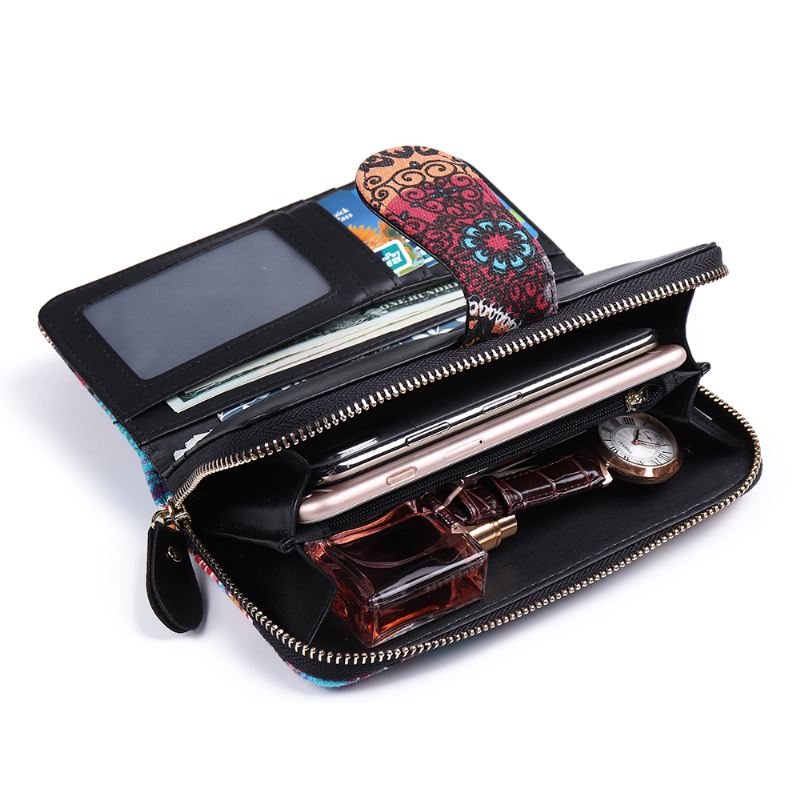 Kvinder Canvas Bohemian Long Wallet Muti-slot