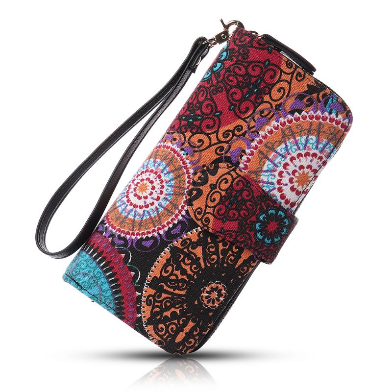 Kvinder Canvas Bohemian Long Wallet Muti-slot