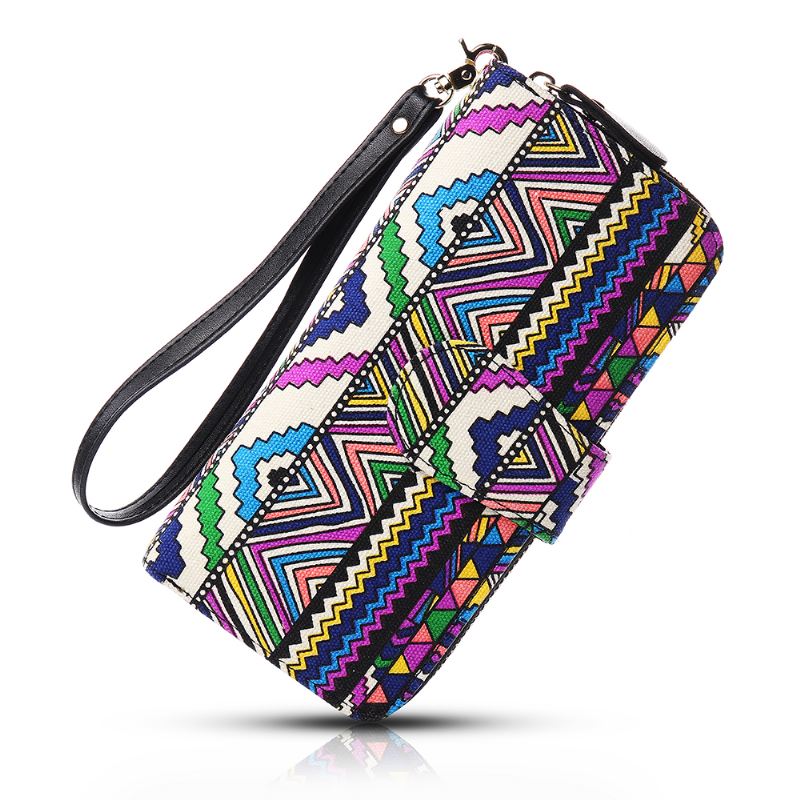 Kvinder Canvas Bohemian Long Wallet Muti-slot