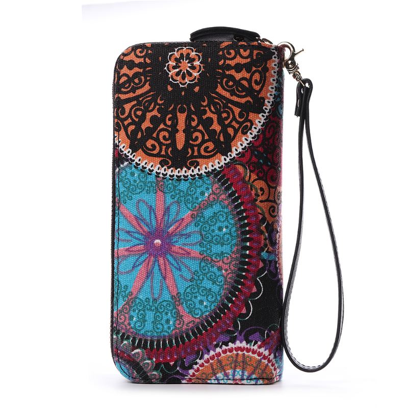 Kvinder Canvas Bohemian Long Wallet Muti-slot