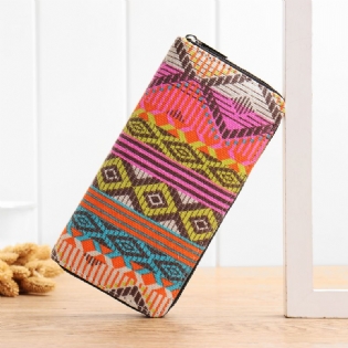 Kvinder Canvas Bohemian Long Wallet National Telefonpung