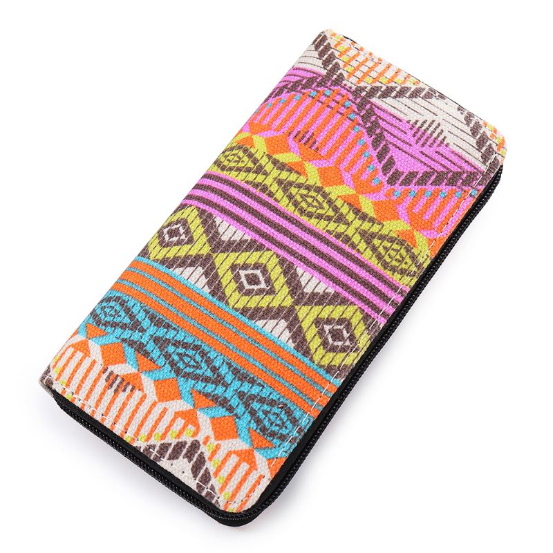 Kvinder Canvas Bohemian Long Wallet National Telefonpung