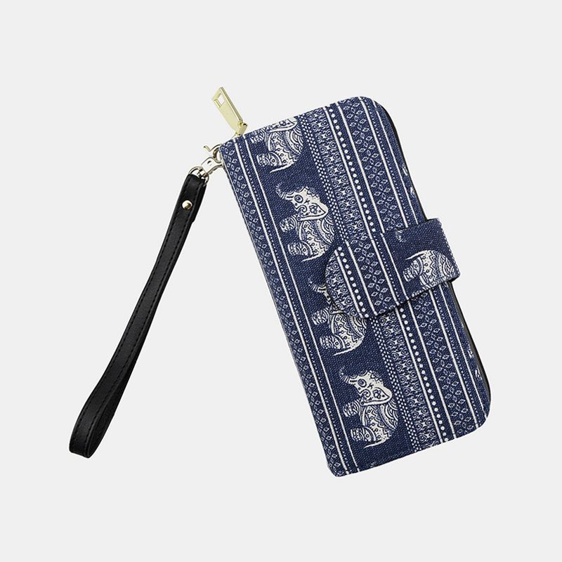 Kvinder Canvas Bohemian Style Printing Long Clutch Pung Tegnebog