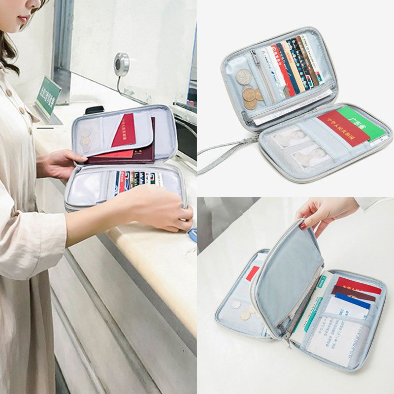 Kvinder Multi-function Anti-theft Passport Holder Polyester 9 Card Slots Tegnebog