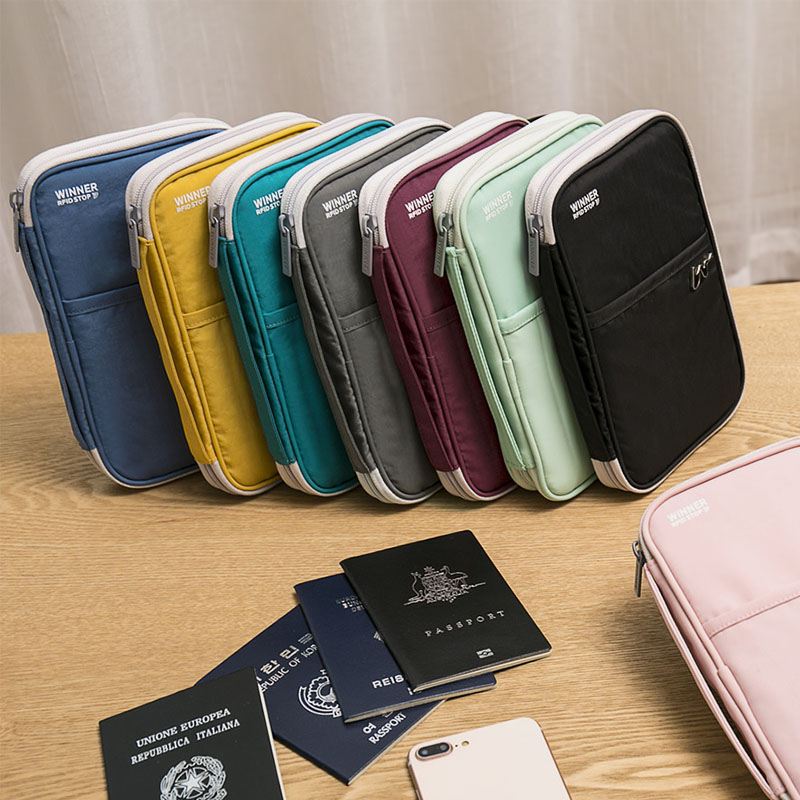 Kvinder Multi-function Anti-theft Passport Holder Polyester 9 Card Slots Tegnebog