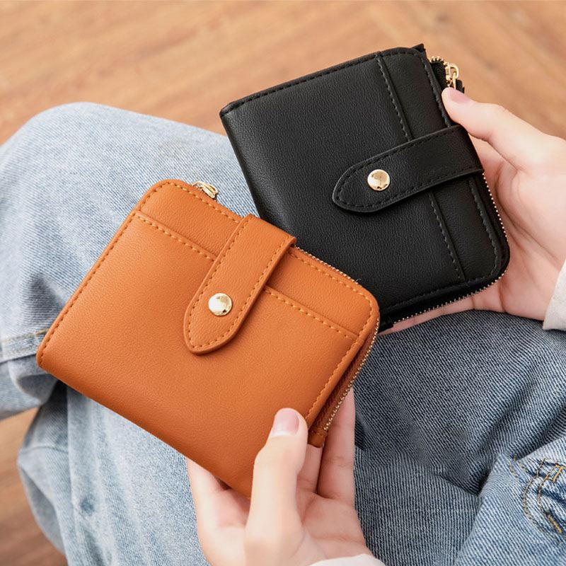 Kvinder Pu Læder Bifold Hasp Multi-card Slot Retro Kort Kortholder Clutch Tegnebøger Med Håndledsrem