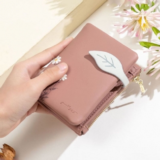 Kvinder Pu Læder Blomsterprint Casual Mini Easy Carry Penge Clip Card Holder Tegnebog