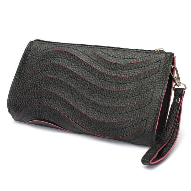 Kvinders Pu Håndtaske Wave Single Shoulder Cross Body Taske Håndled Clutch Pung