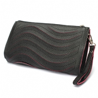 Kvinders Pu Håndtaske Wave Single Shoulder Cross Body Taske Håndled Clutch Pung