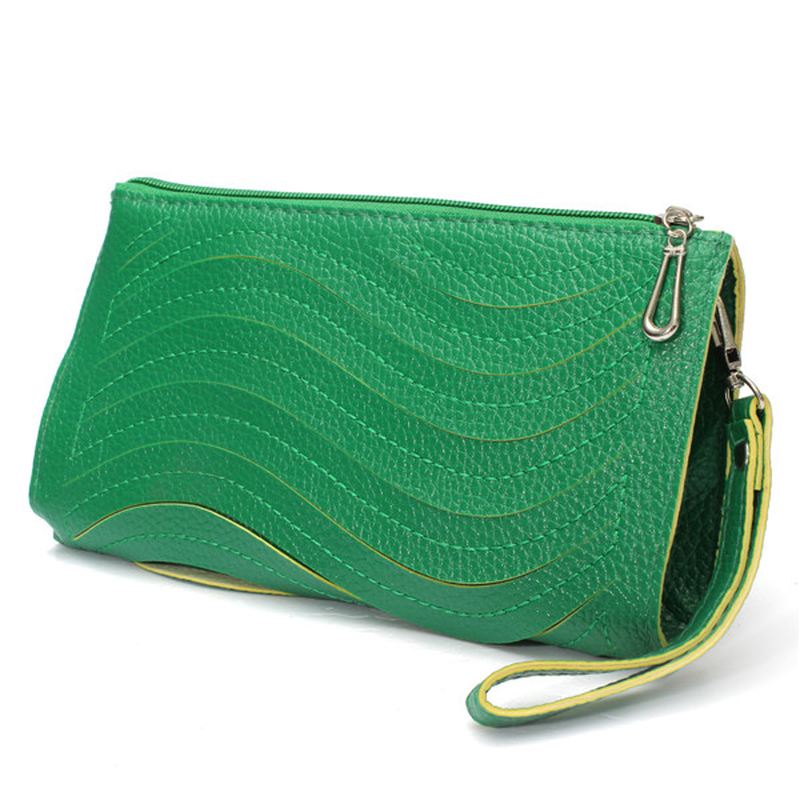 Kvinders Pu Håndtaske Wave Single Shoulder Cross Body Taske Håndled Clutch Pung