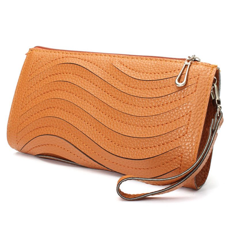 Kvinders Pu Håndtaske Wave Single Shoulder Cross Body Taske Håndled Clutch Pung