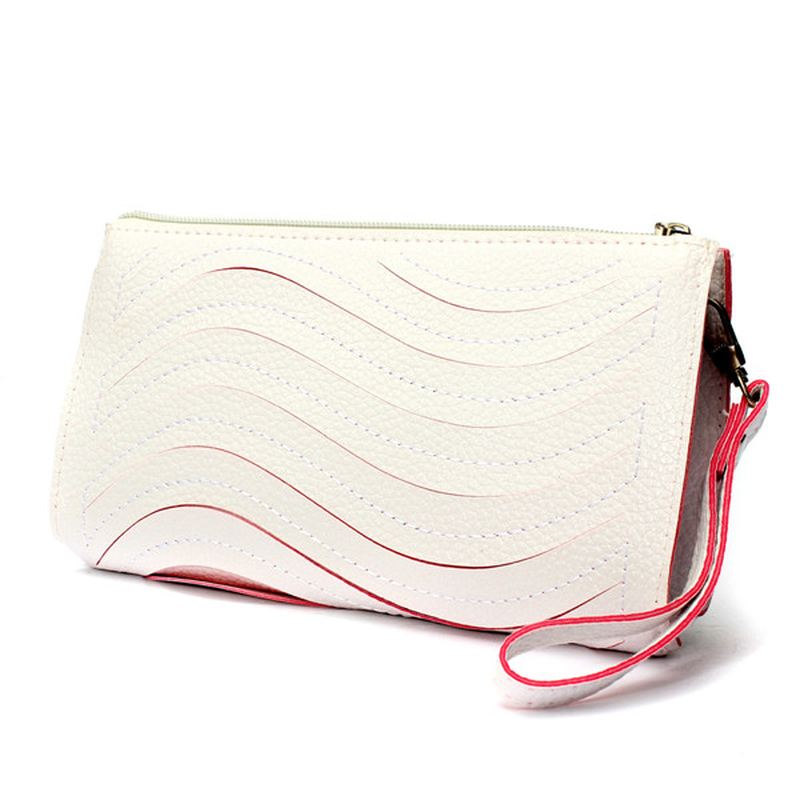 Kvinders Pu Håndtaske Wave Single Shoulder Cross Body Taske Håndled Clutch Pung