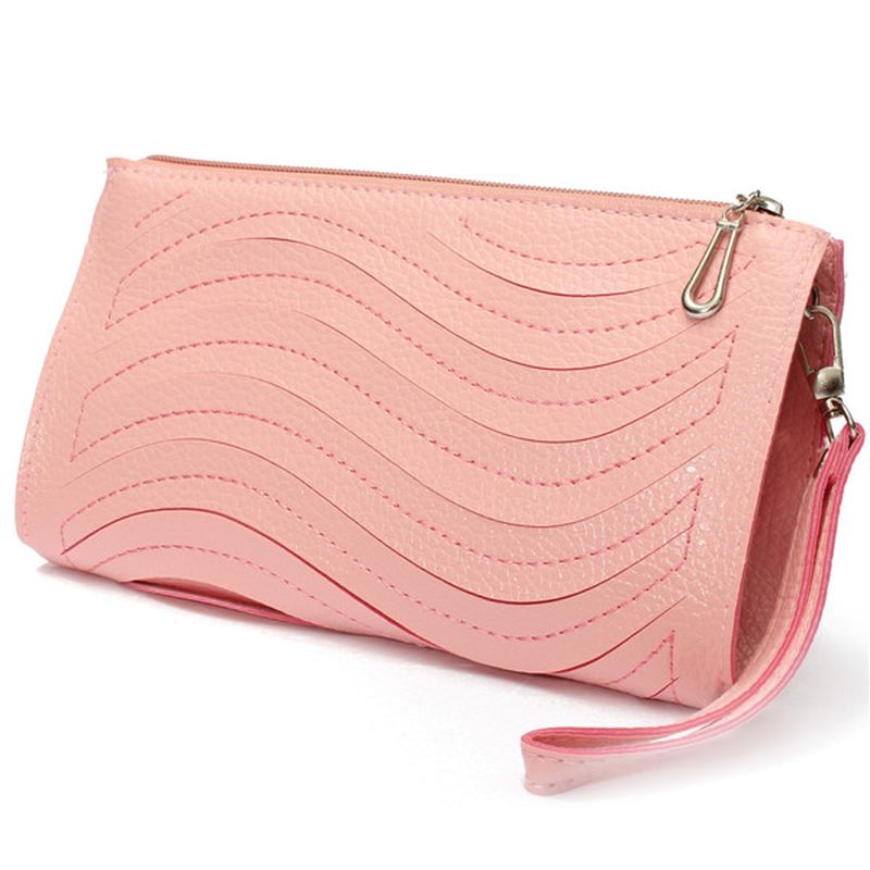 Kvinders Pu Håndtaske Wave Single Shoulder Cross Body Taske Håndled Clutch Pung