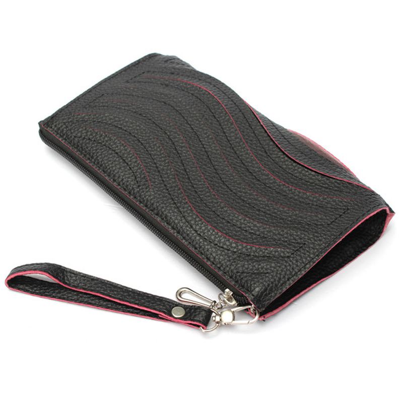 Kvinders Pu Håndtaske Wave Single Shoulder Cross Body Taske Håndled Clutch Pung