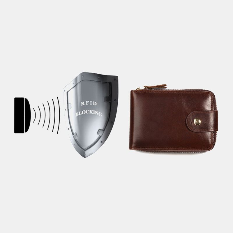 Mænd Ægte Læder Anti-theft Multi-slot Hånd-carry Pung Card Wallet