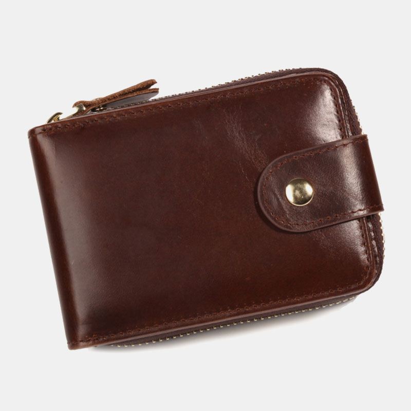 Mænd Ægte Læder Anti-theft Multi-slot Hånd-carry Pung Card Wallet