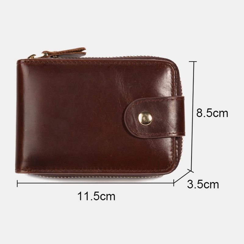 Mænd Ægte Læder Anti-theft Multi-slot Hånd-carry Pung Card Wallet