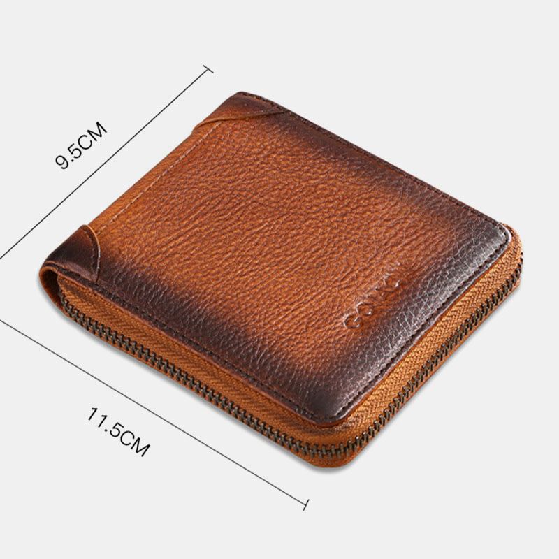 Mænd Ægte Læder Anti-theft Multi-slot Licens Card Case Kortholder Tegnebog