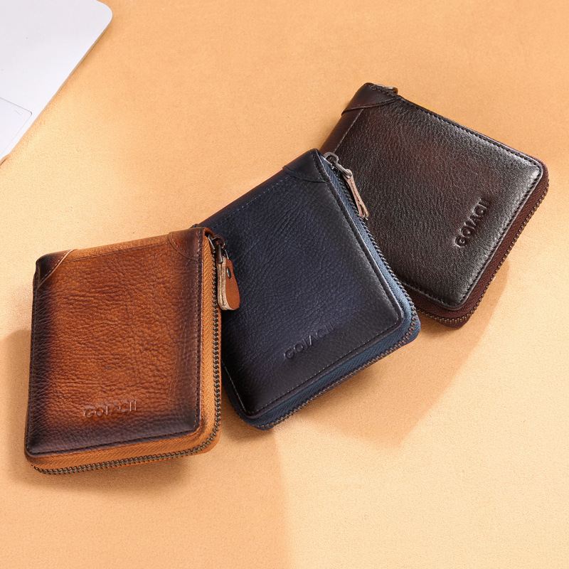 Mænd Ægte Læder Anti-theft Multi-slot Licens Card Case Kortholder Tegnebog