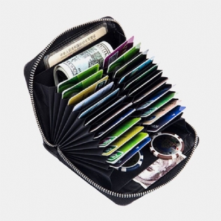 Mænd Ægte Læder Anti-theft Orgel Form Multi-card Slots Møntpung Card Wallet