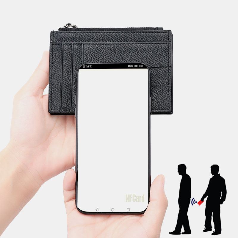 Mænd Ægte Læder Anti-theft Ultra-tynd Card Case Kortholder Tegnebog