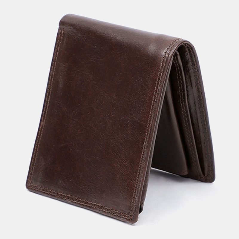 Mænd Ægte Læder Anti-theft Vintage Kort Multi-card Slot Kortholder Møntpung Bifold Penge Clip Tegnebøger