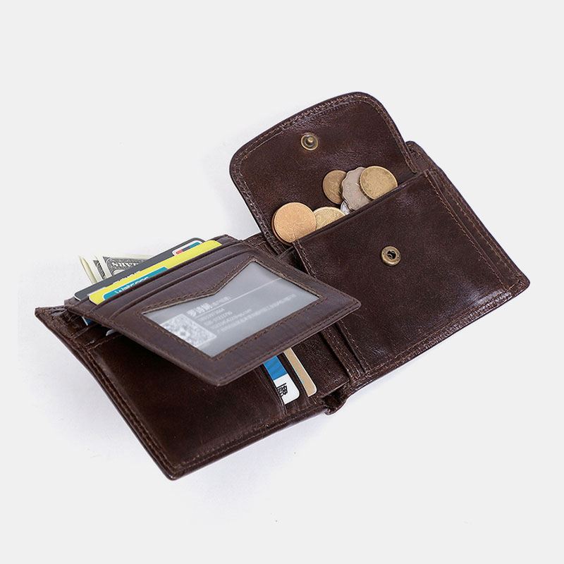 Mænd Ægte Læder Anti-theft Vintage Kort Multi-card Slot Kortholder Møntpung Bifold Penge Clip Tegnebøger