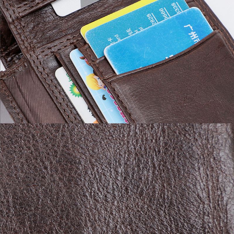 Mænd Ægte Læder Anti-theft Vintage Kort Multi-card Slot Kortholder Møntpung Bifold Penge Clip Tegnebøger