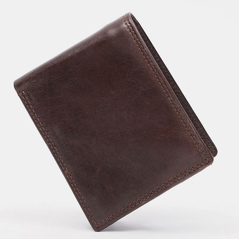 Mænd Ægte Læder Anti-theft Vintage Kort Multi-card Slot Kortholder Møntpung Bifold Penge Clip Tegnebøger